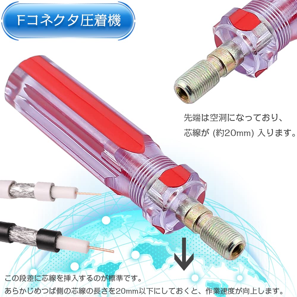 Amazon | F型接栓取り付けドライバー 接栓用 1セット F型コネクター 3C